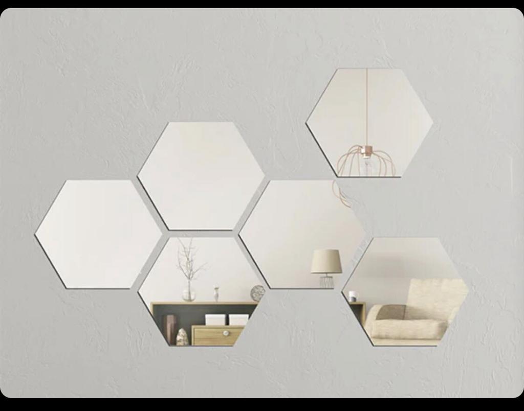 Hexagon Acrylic Mirror Wall Stickers – DIY Geometric Home Decor for Living Room & Bedroom
