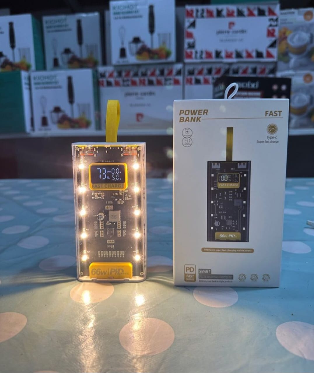 Transparent Power Bank with LED Light –2000 mAh Portable Charger
